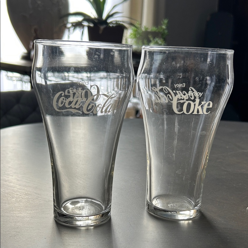 Vintage Coca-Cola glasses, 12 ounce, one pair